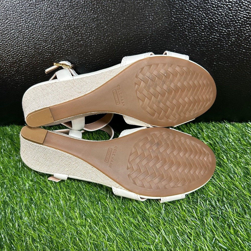Cole Haan Grand 360 Wedge Sandals Womens size 7 Cream Leather Strappy New - Picture 8 of 13